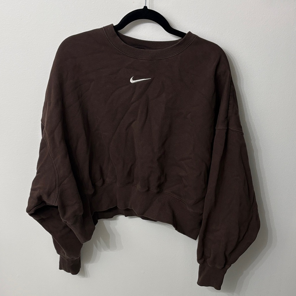 Nike Women's Dark Brown Cropped Hoodie